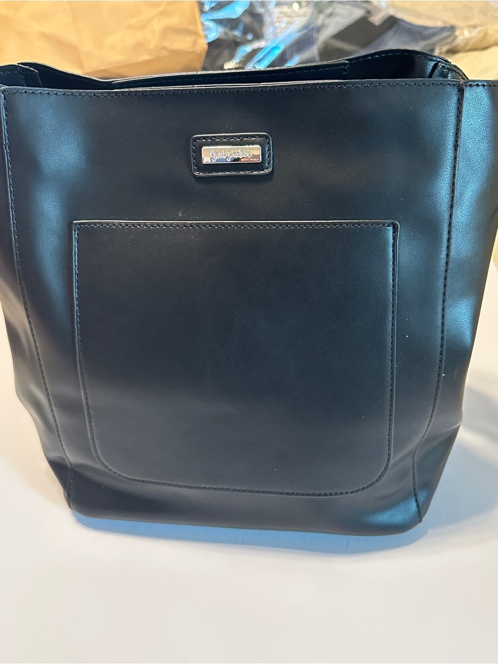 Yani Jadore Black Medium Matte Shoulder Bag Stitching Detachable Crossbody Strap